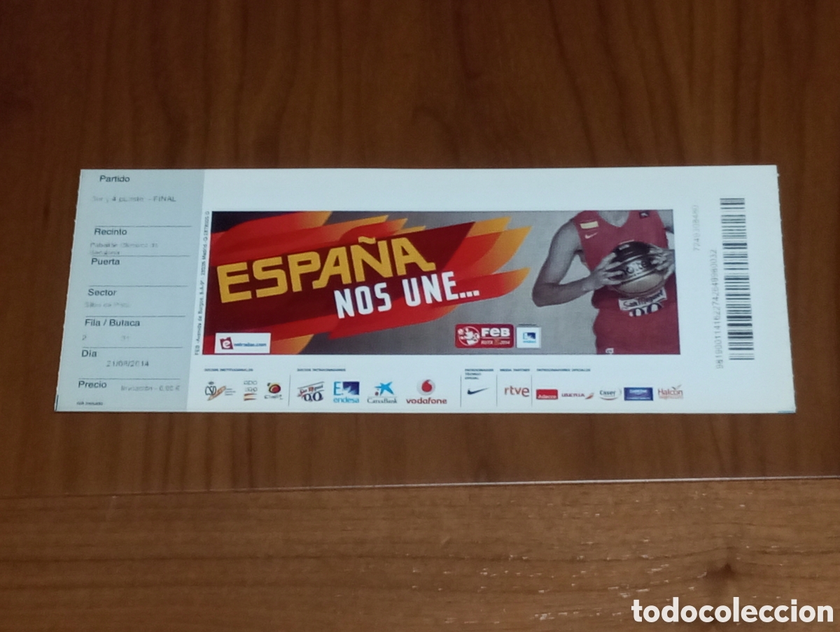 Coleccionismo deportivo: ENTRADA TORNEO BALONCESTO CIUTAT DE BADALONA 2014 ESPA&Ntilde;A CROACIA M&Eacute;XICO UCRANIA 4/4 PUESTO Y FINAL