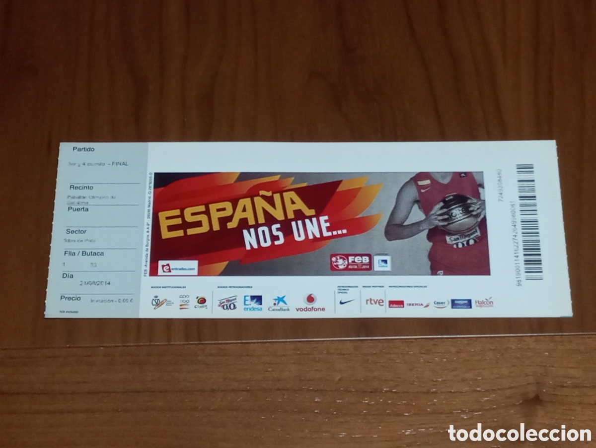 Coleccionismo deportivo: ENTRADA TORNEO BALONCESTO CIUTAT DE BADALONA 2014 ESPA&Ntilde;A CROACIA M&Eacute;XICO UCRANIA 4/4 PUESTO Y FINAL