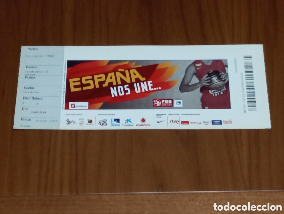 Coleccionismo deportivo: ENTRADA TORNEO BALONCESTO CIUTAT DE BADALONA 2014 ESPA&Ntilde;A CROACIA M&Eacute;XICO UCRANIA 4/4 PUESTO Y FINAL
