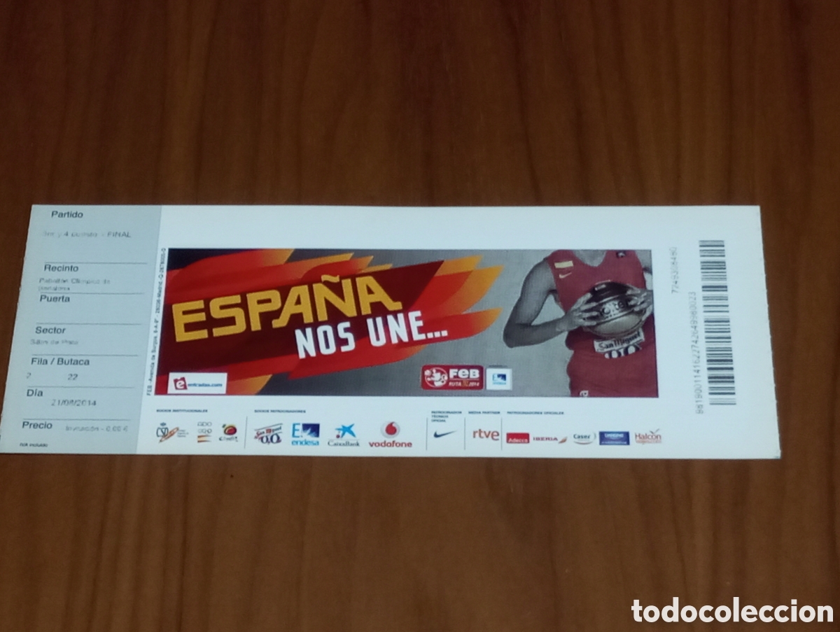 Coleccionismo deportivo: ENTRADA TORNEO BALONCESTO CIUTAT DE BADALONA 2014 ESPA&Ntilde;A CROACIA M&Eacute;XICO UCRANIA 4/4 PUESTO Y FINAL