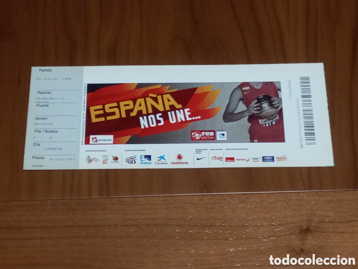 Coleccionismo deportivo: ENTRADA TORNEO BALONCESTO CIUTAT DE BADALONA 2014 ESPA&Ntilde;A CROACIA M&Eacute;XICO UCRANIA 4/4 PUESTO Y FINAL