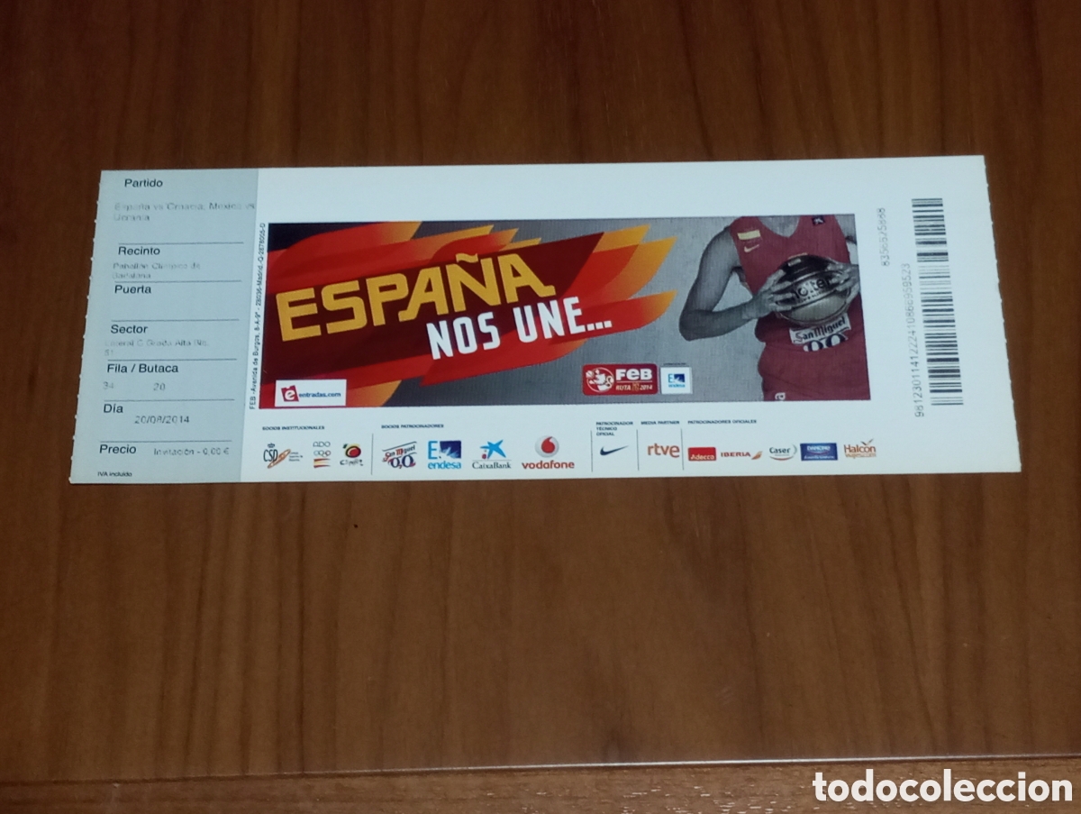 Coleccionismo deportivo: ENTRADA TORNEO BALONCESTO CIUTAT DE BADALONA 2014 ESPA&Ntilde;A CROACIA M&Eacute;XICO UCRANIA SEMIFINALES