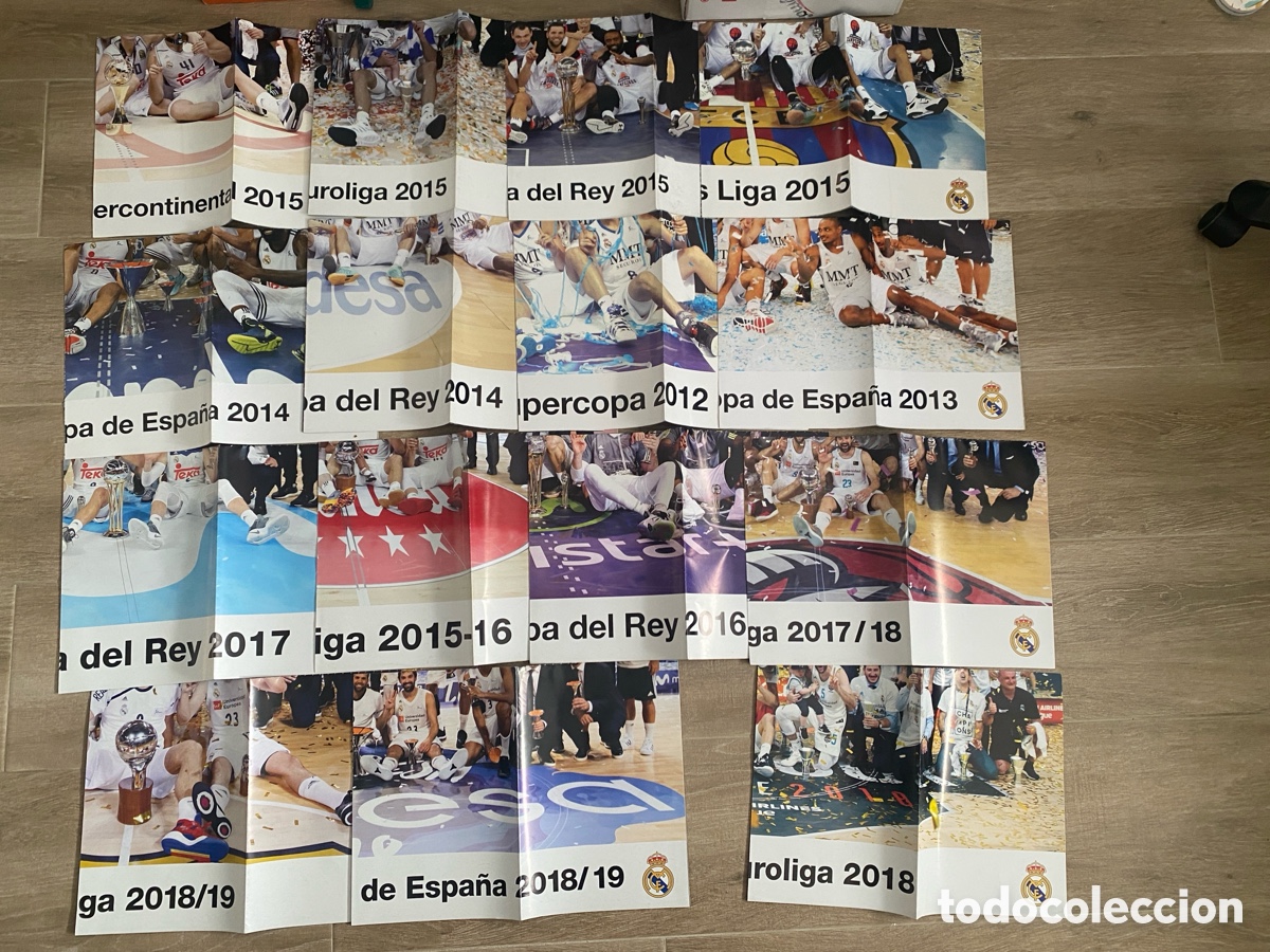 Coleccionismo deportivo: Varios posters Real Madrid basket t&iacute;tulos campeones