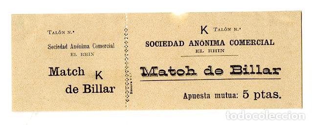 Coleccionismo deportivo: Match Billar Sociedad An&oacute;nima Comercial