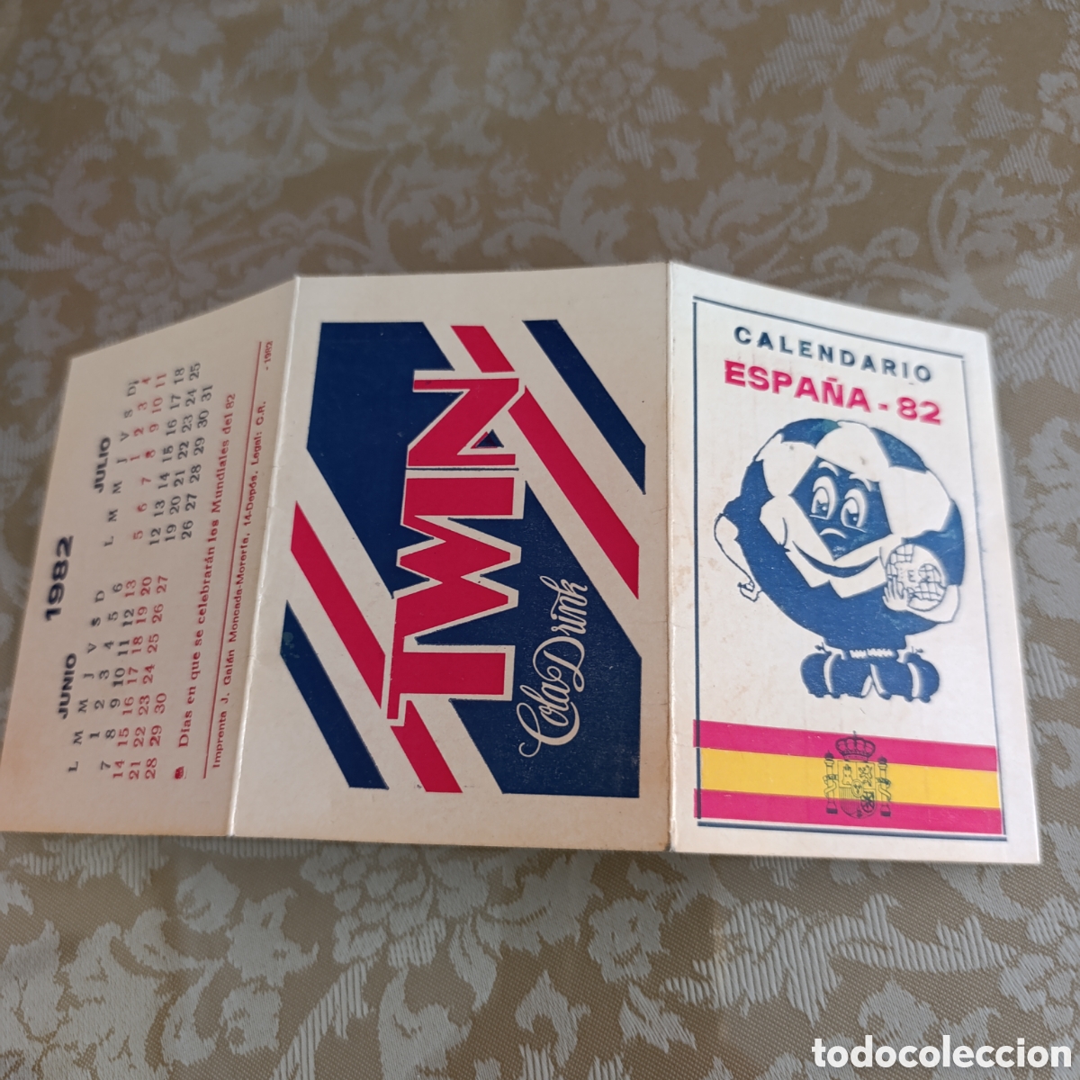 Coleccionismo deportivo: Calendario de partidos Naranjito Espa&ntilde;a 82 - Publicidad Twin Cola - La Casera - Raro / Variante