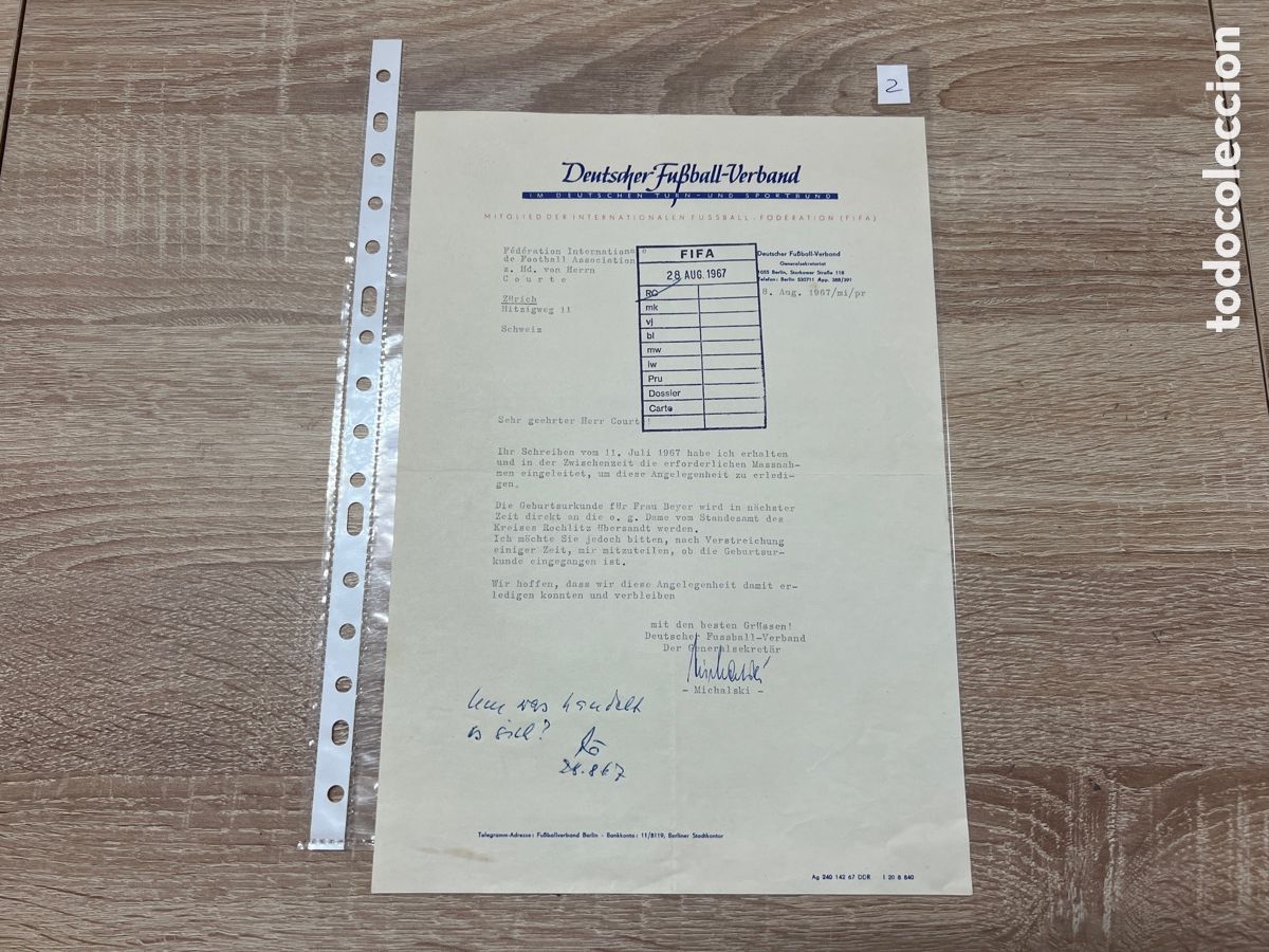 Coleccionismo deportivo: CARTA DOCUMENTO FIFA