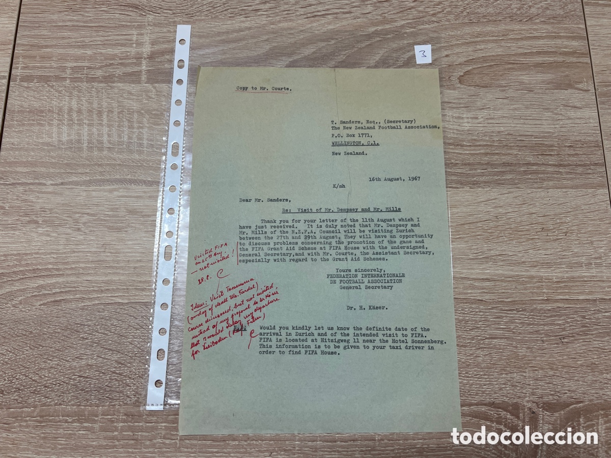 Coleccionismo deportivo: CARTA DOCUMENTO FIFA