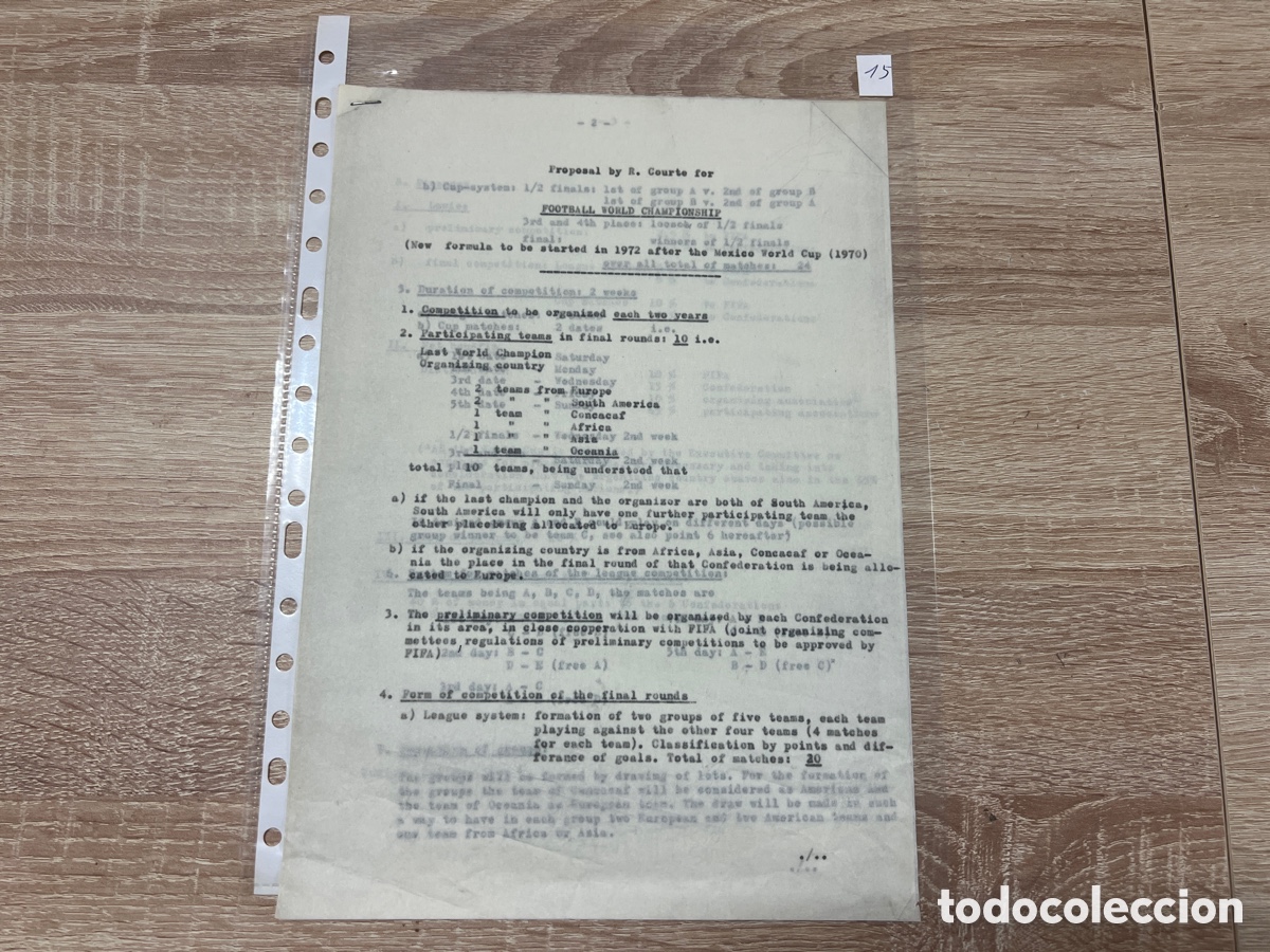 Coleccionismo deportivo: CARTA DOCUMENTO FIFA