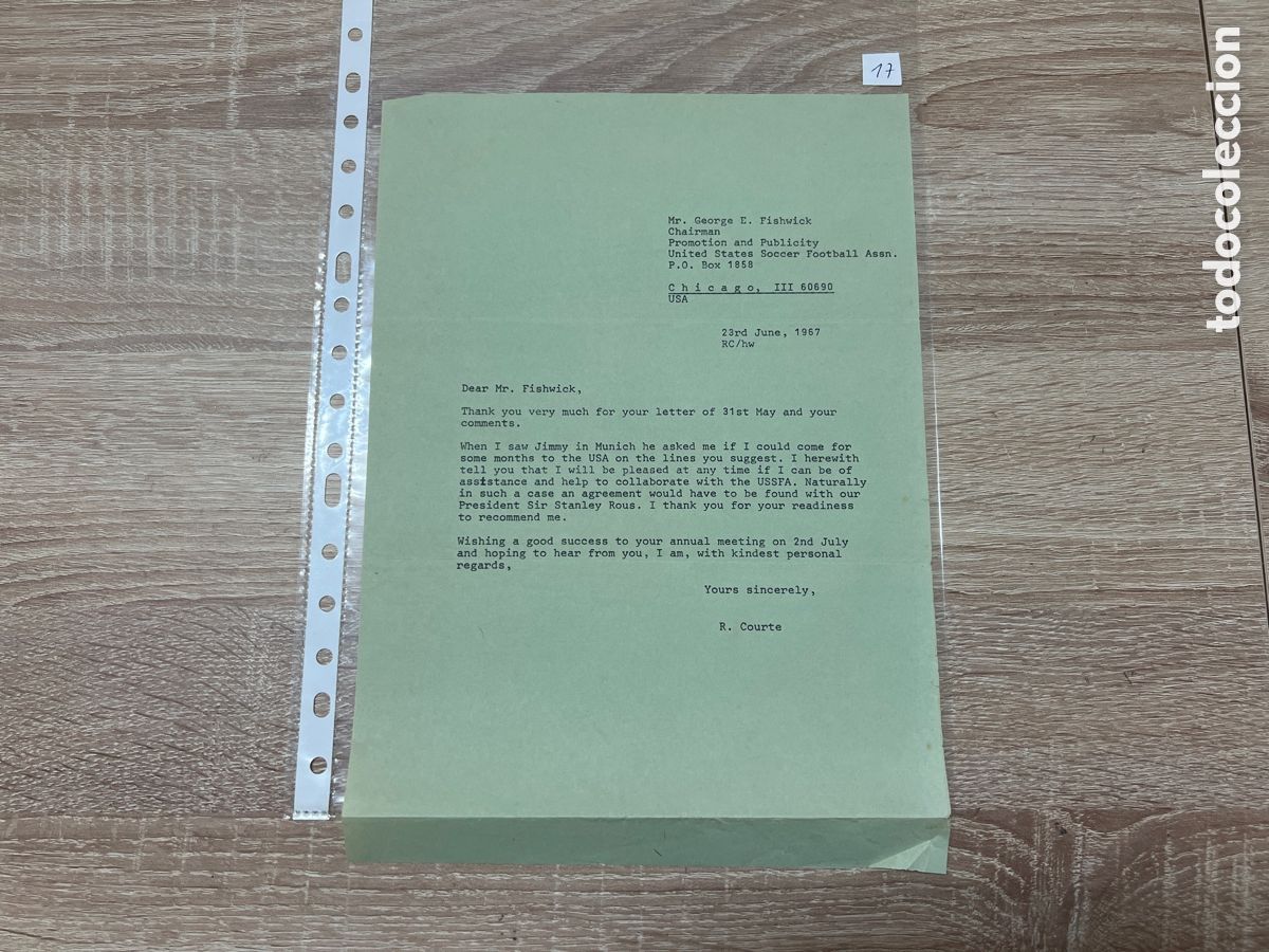 Coleccionismo deportivo: CARTA DOCUMENTO FIFA