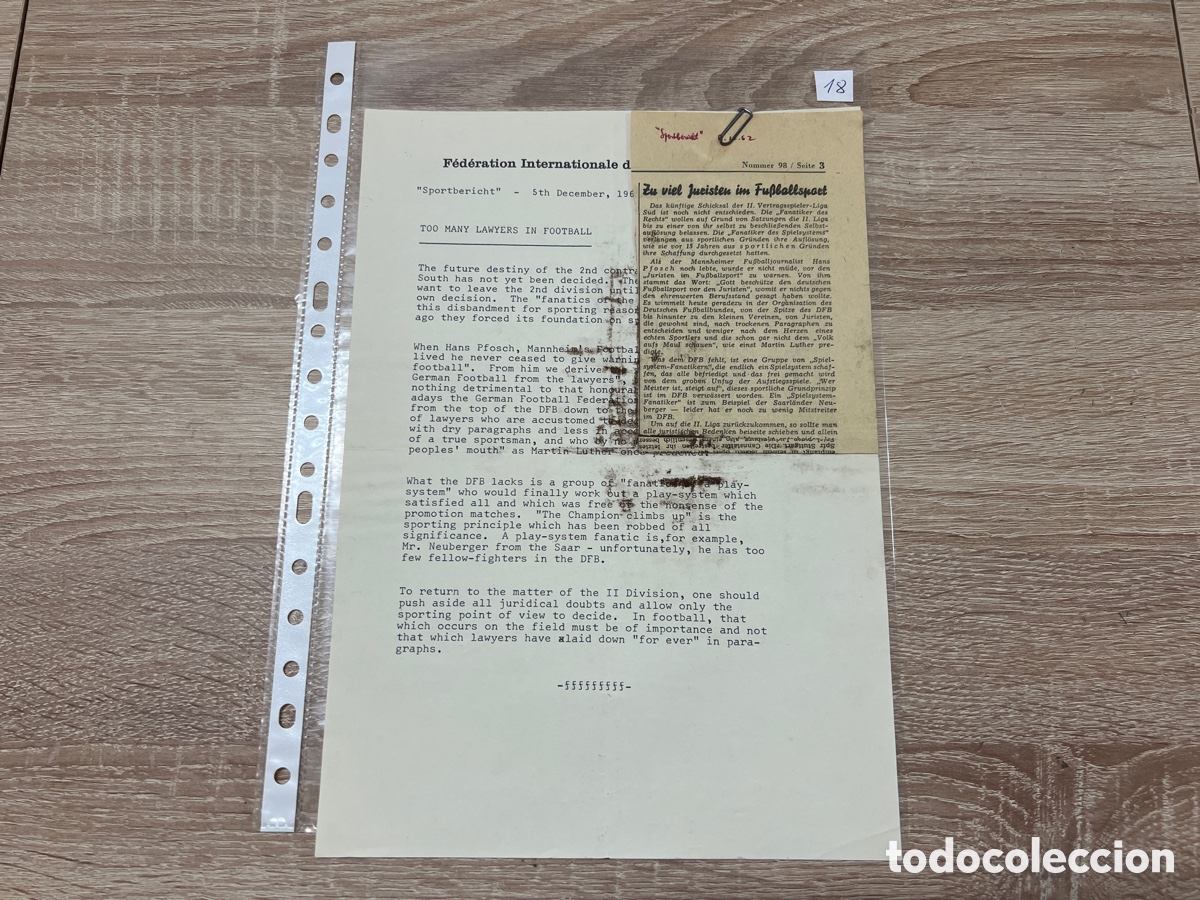 Coleccionismo deportivo: CARTA DOCUMENTO FIFA