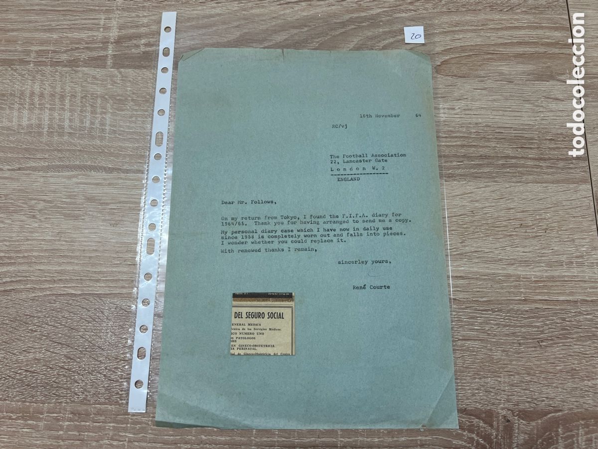 Coleccionismo deportivo: CARTA DOCUMENTO FIFA