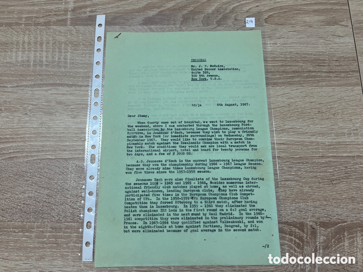 Coleccionismo deportivo: CARTA DOCUMENTO FIFA