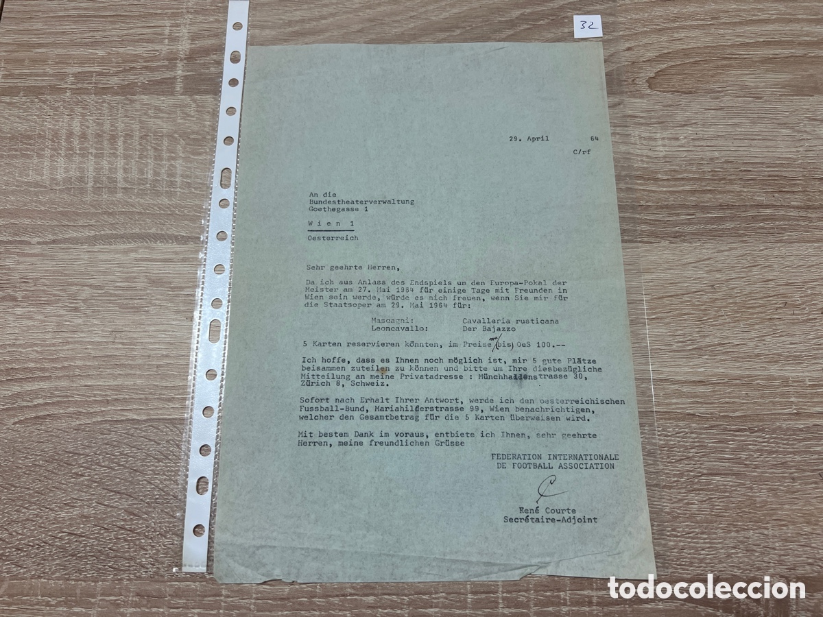 Coleccionismo deportivo: CARTA DOCUMENTO FIFA
