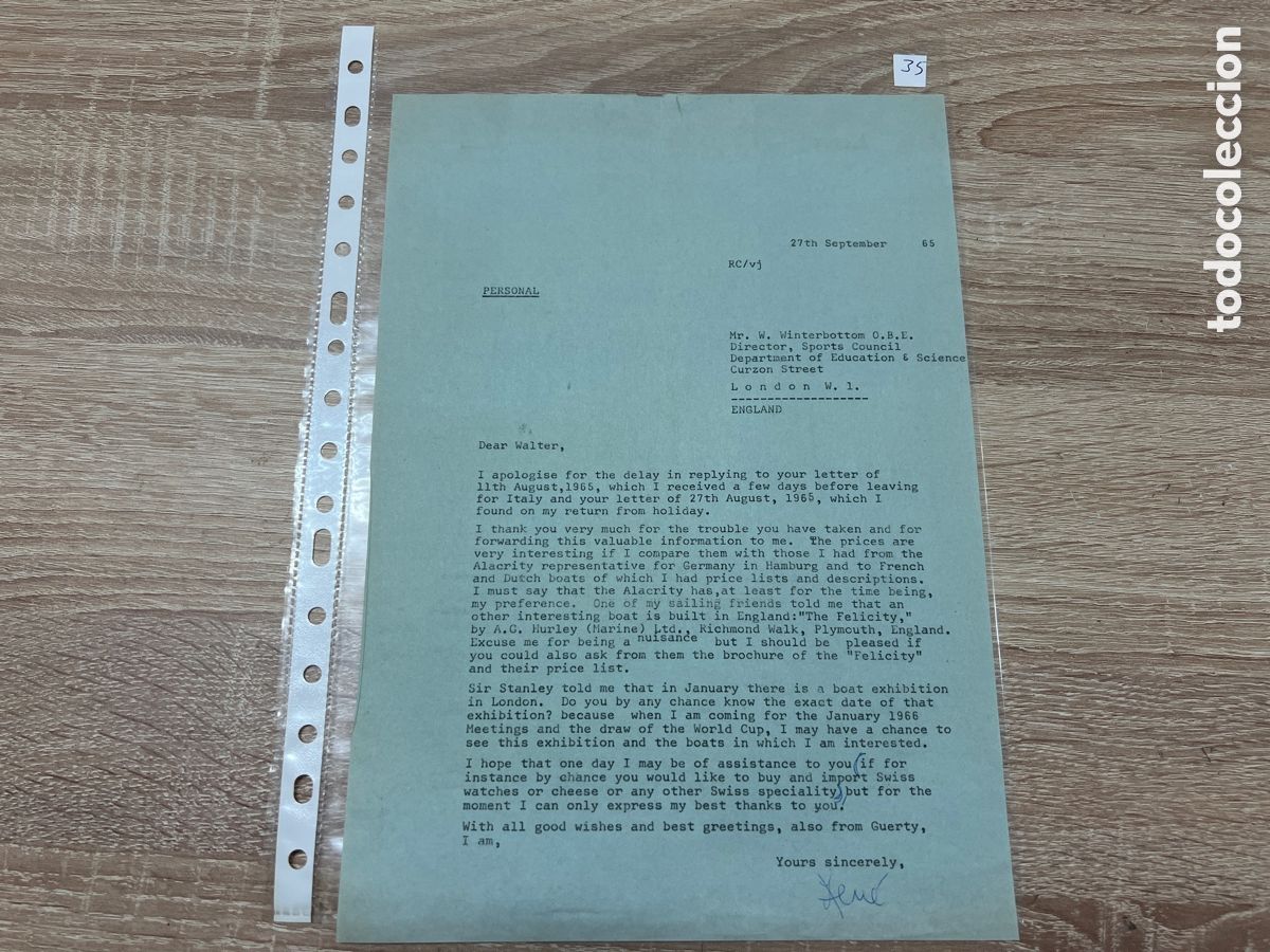 Coleccionismo deportivo: CARTA DOCUMENTO FIFA