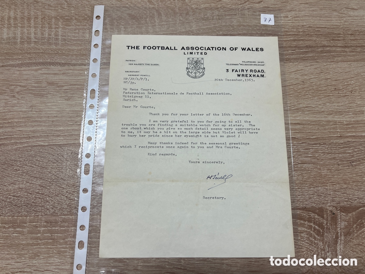 Coleccionismo deportivo: CARTA DOCUMENTO FIFA