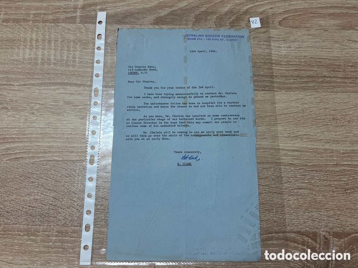 CARTA DOCUMENTO FIFA A&Ntilde;OS 60