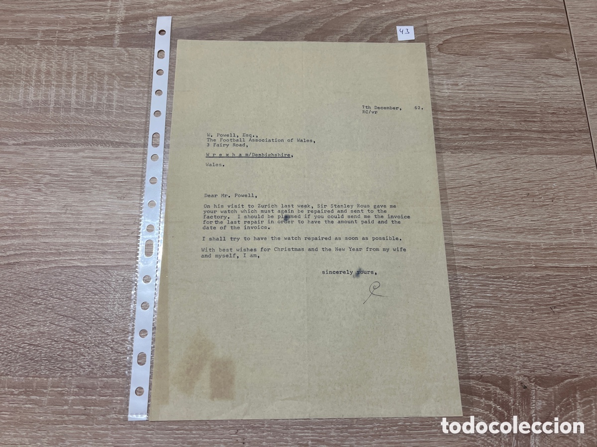 CARTA DOCUMENTO FIFA A&Ntilde;OS 60