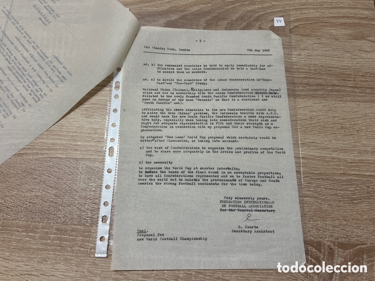 Coleccionismo deportivo: CARTA DOCUMENTO FIFA A&Ntilde;OS 60 - Foto 2