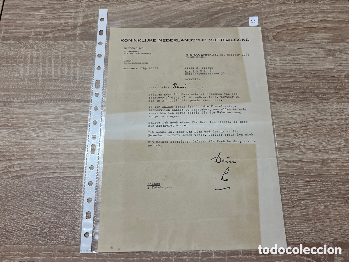 Coleccionismo deportivo: CARTA DOCUMENTO FIFA A&Ntilde;OS 60