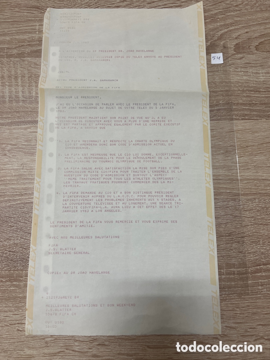 Coleccionismo deportivo: CARTA DOCUMENTO FIFA A&Ntilde;OS 60