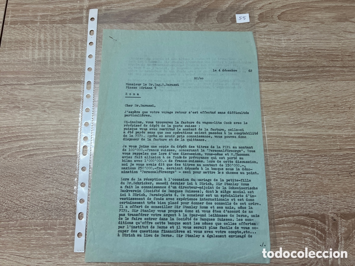 Coleccionismo deportivo: CARTA DOCUMENTO FIFA A&Ntilde;OS 60