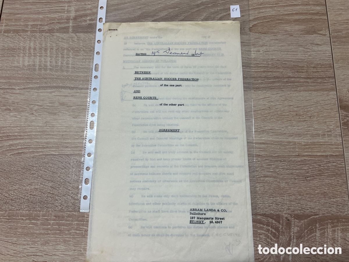 Coleccionismo deportivo: CARTA DOCUMENTO FIFA A&Ntilde;OS 60