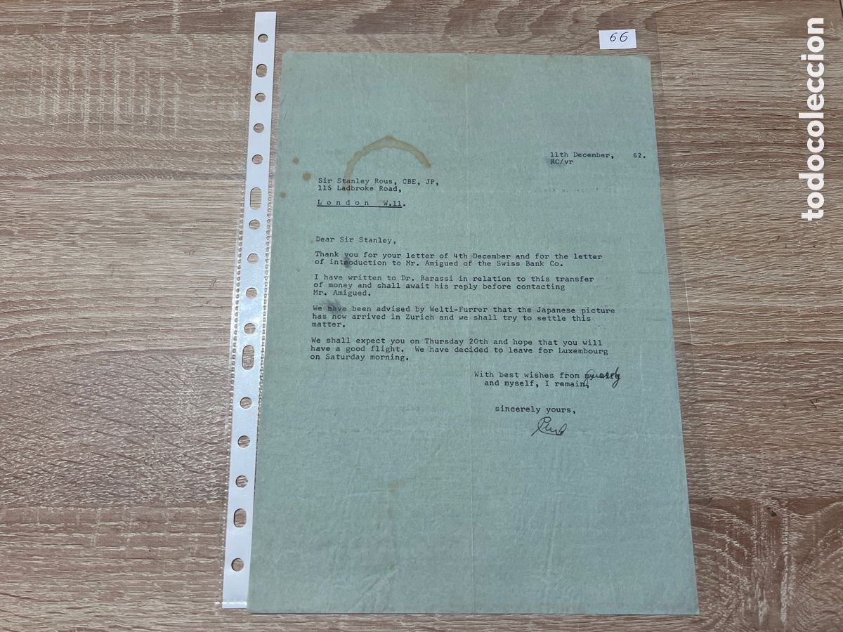 Coleccionismo deportivo: CARTA DOCUMENTO FIFA A&Ntilde;OS 60