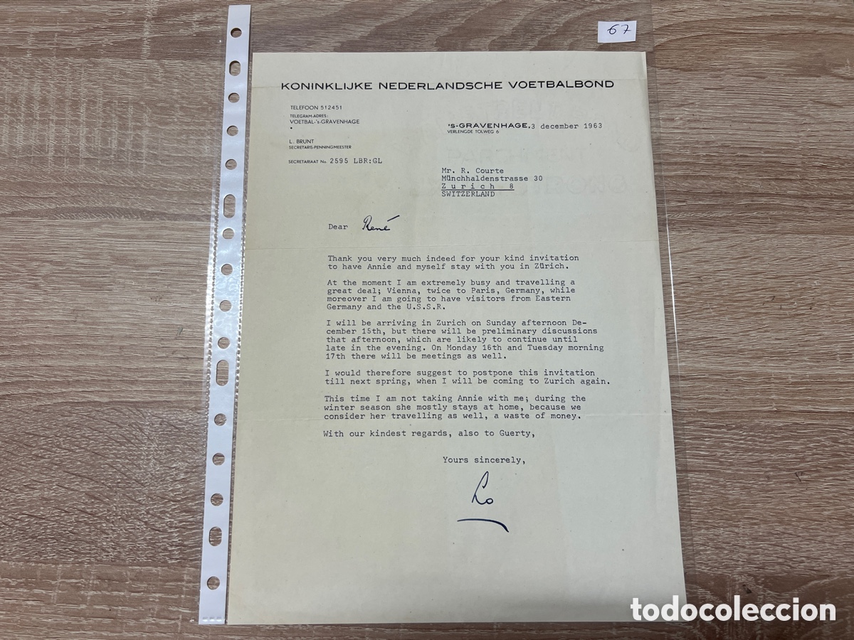 Coleccionismo deportivo: CARTA DOCUMENTO FIFA A&Ntilde;OS 60