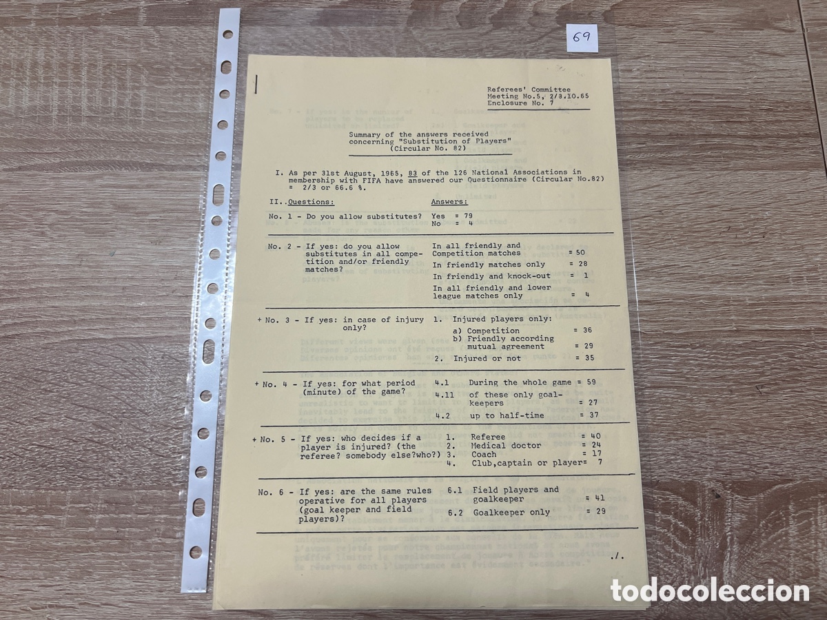 Coleccionismo deportivo: CARTA DOCUMENTO FIFA A&Ntilde;OS 60