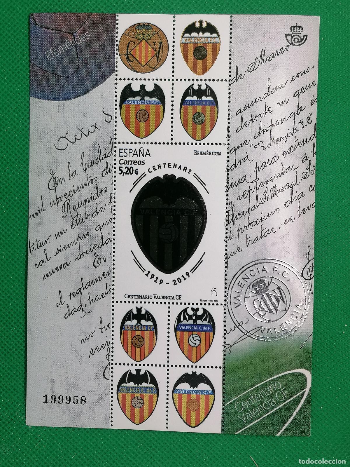 Coleccionismo deportivo: CONJUNTO DE SELLOS SIN USAR 5.2&euro; VALENCIA CF CLUB DE FUTBOL CORREOS CENTENARIO 1919 2019