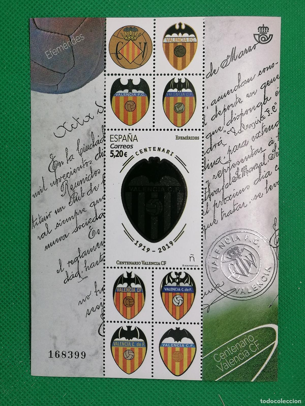 Coleccionismo deportivo: CONJUNTO DE SELLOS SIN USAR 5.2&euro; VALENCIA CF CLUB DE FUTBOL CORREOS CENTENARIO 1919 2019