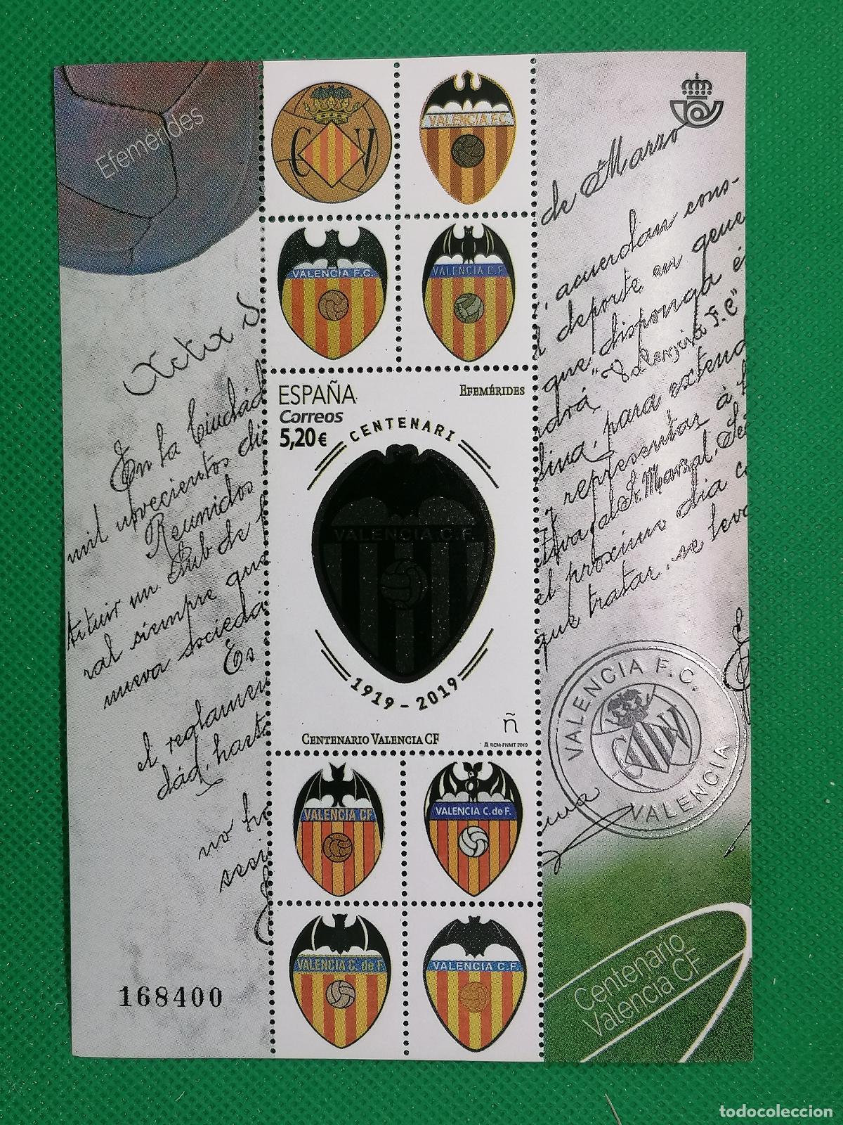 Coleccionismo deportivo: CONJUNTO DE SELLOS SIN USAR 5.2&euro; VALENCIA CF CLUB DE FUTBOL CORREOS CENTENARIO 1919 2019