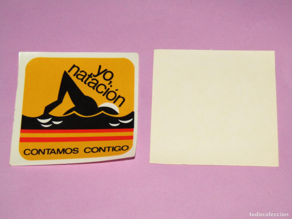 Coleccionismo deportivo: Antigua Adhesiva para Interior de Cristal CONTAMOS CONTIGO - YO NATACI&Oacute;N