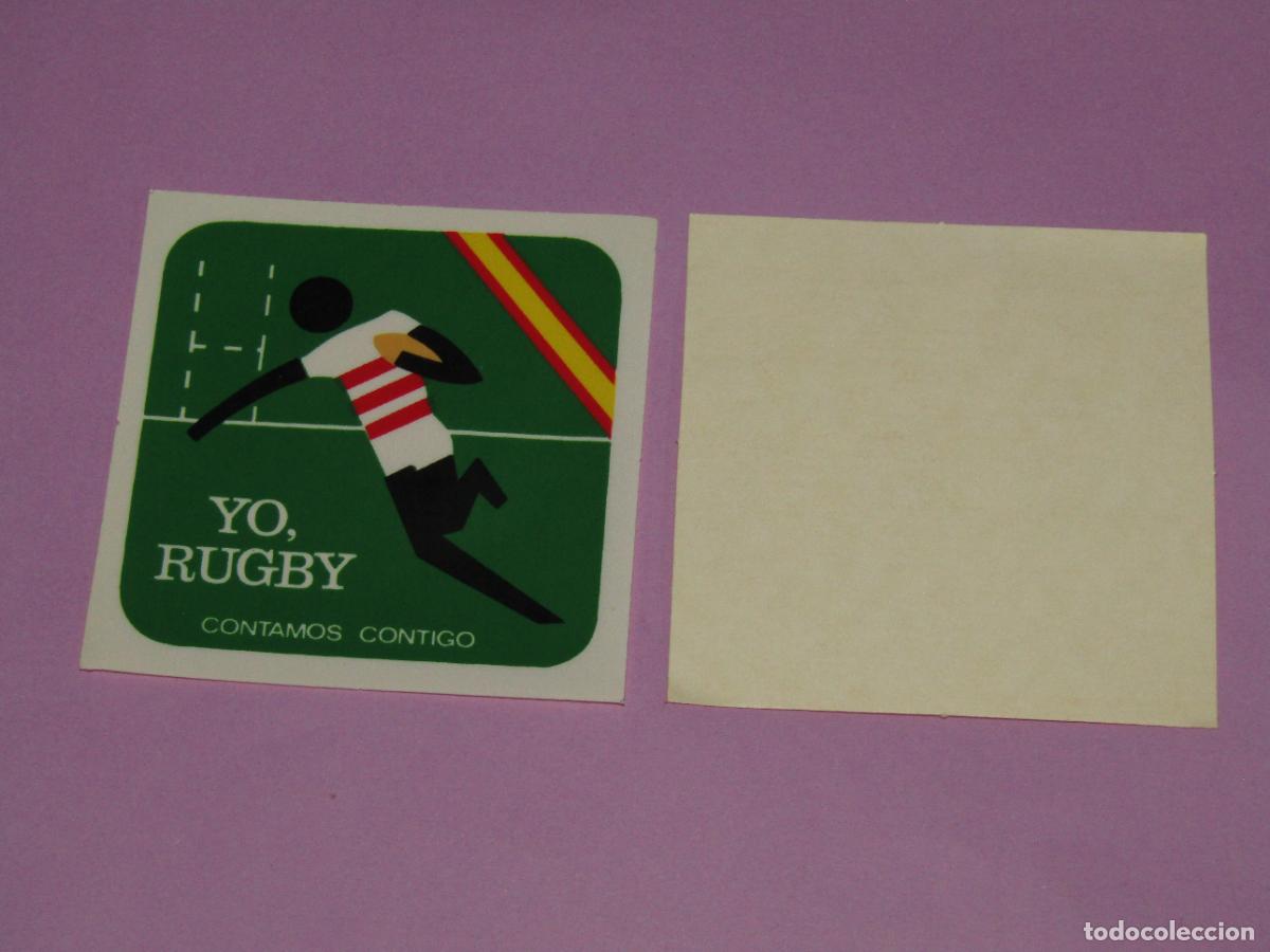 Coleccionismo deportivo: Antigua Adhesiva para Interior de Cristal CONTAMOS CONTIGO - YO RUGBY