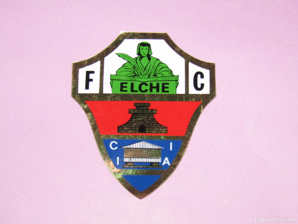 Coleccionismo deportivo: Antigua Adhesiva Metalizada Escudo del ELCHE F.C. - A&ntilde;os 1970s.
