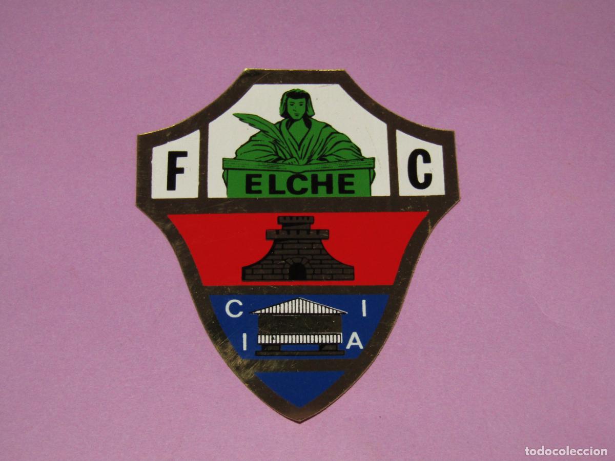 Coleccionismo deportivo: Antigua Adhesiva Metalizada Escudo del ELCHE F.C. - A&ntilde;os 1970s.