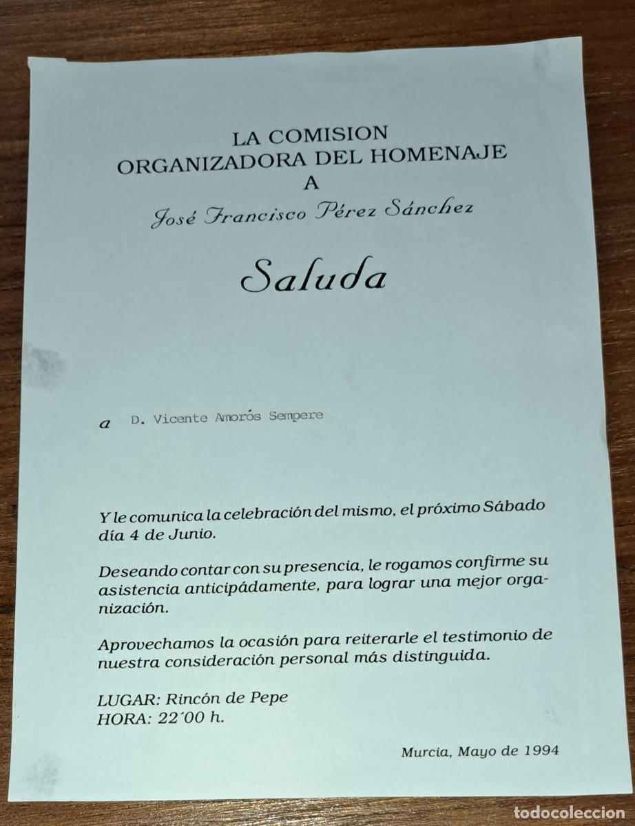 Coleccionismo deportivo: HOMENAJE AL &Aacute;RBITRO JOS&Eacute; FRANCISCO P&Eacute;REZ S&Aacute;NCHEZ - MURCIA, 4 DE JUNIO DE 1994 - Foto 3