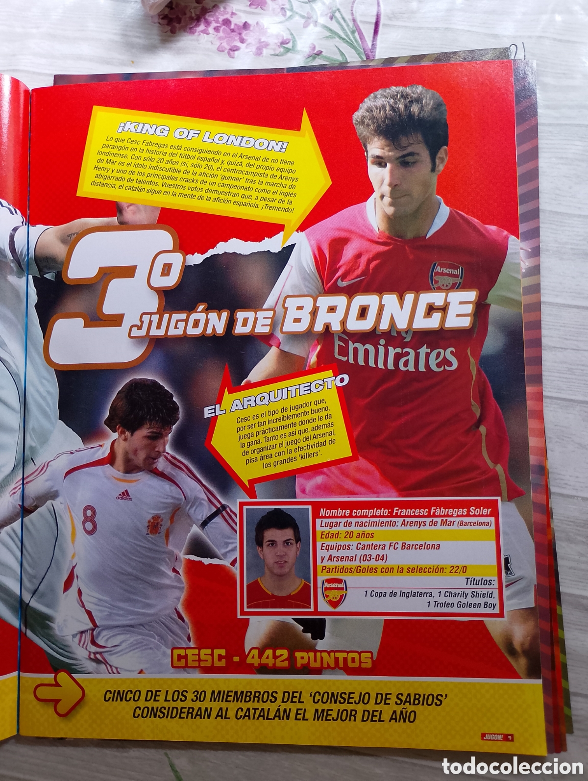 Coleccionismo deportivo: Cesc F&agrave;bregas. Arsenal. Ficha temporada 2007-2008