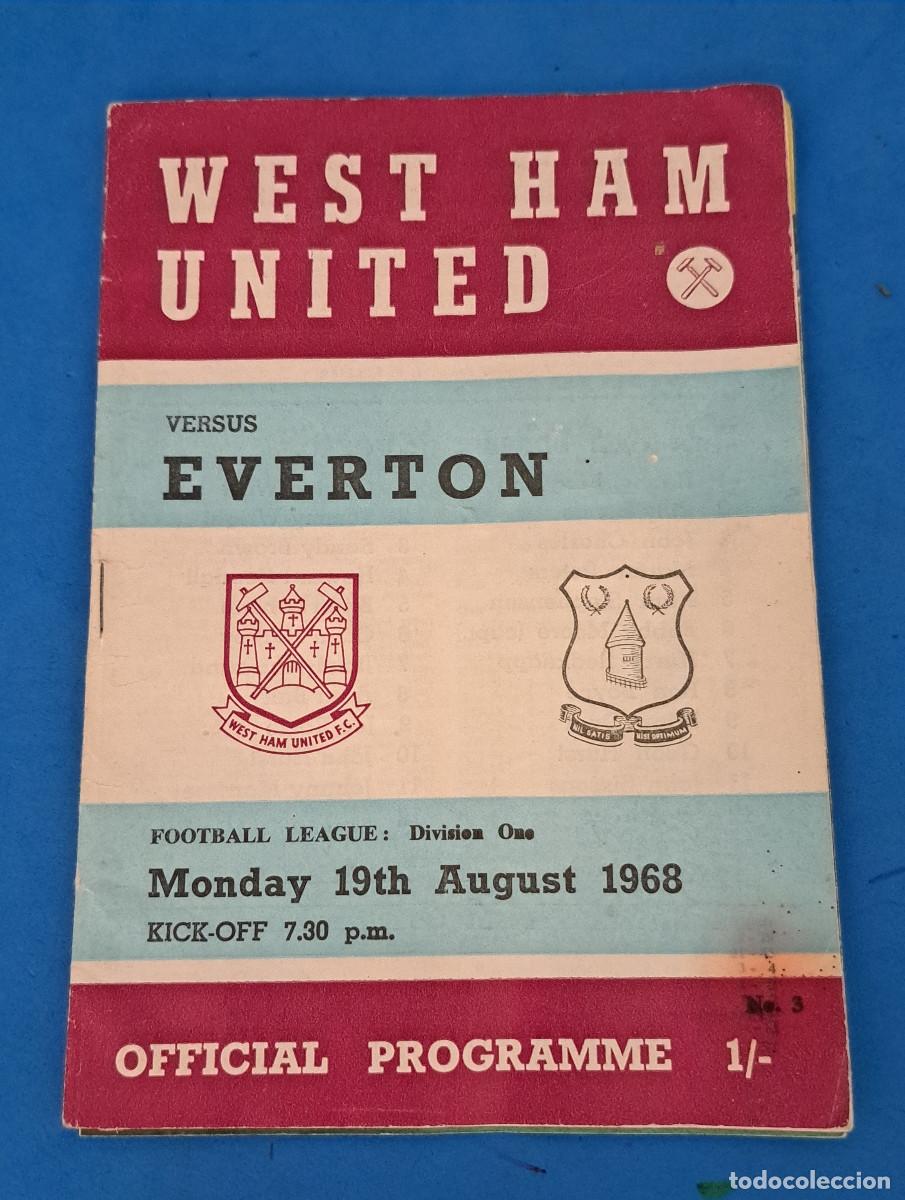 Coleccionismo deportivo: WEST HAM UNITED versus EVERTON - OFFICIAL PROGRAMME - Monday 19th August 1968