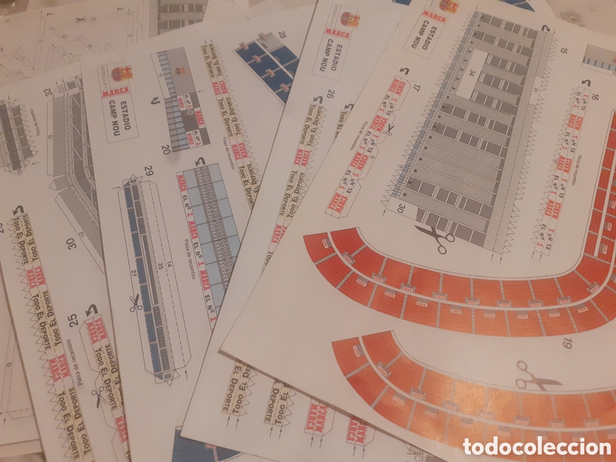 Coleccionismo deportivo: RECORTABLE DEL ESTADIO NOU CAMP. FC BARCELONA. ENTREGAS 1 AL 6 DEL DIARIO MARCA. A&Ntilde;OS 90