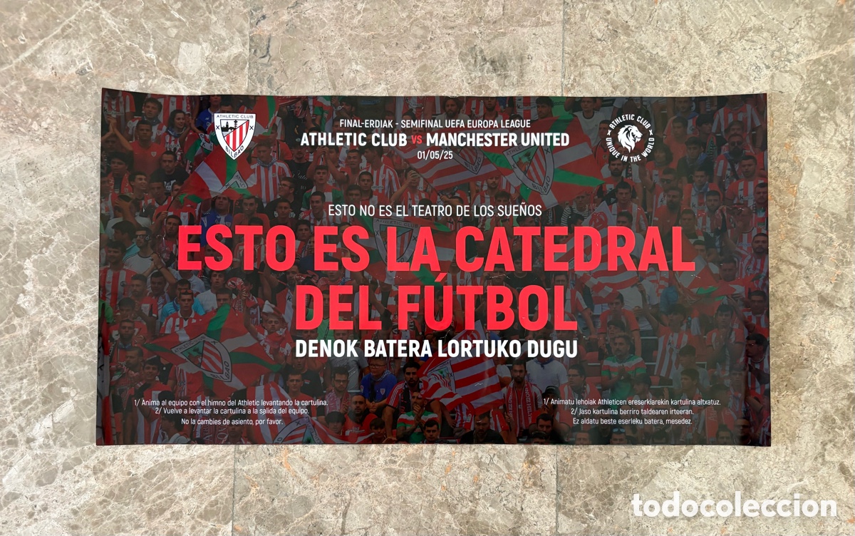 Coleccionismo deportivo: Cartulina Blanca Animaci&oacute;n Athletic Club Bilbao Manchester United