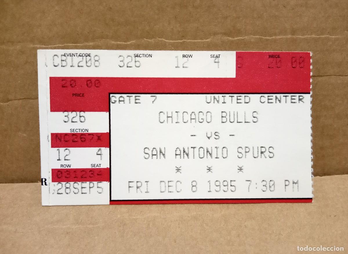 Coleccionismo deportivo: TICKET ENTRADA BOLETO BALONCESTO NBA CHICAGO BULLS VS SAN ANTONIO SPURS 08/DICIEMBRE/1995 MJ 28 PTS