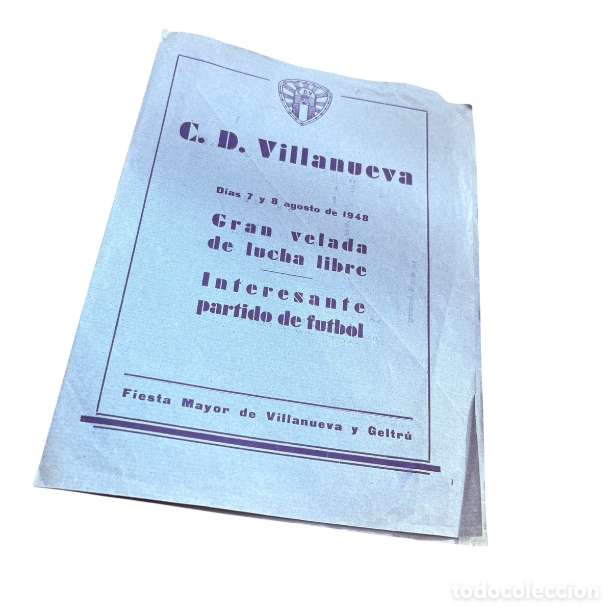 Coleccionismo deportivo: Programa 1948 u.d. San martin c.d. Villanueva y lucha libre vilonova y la geltru