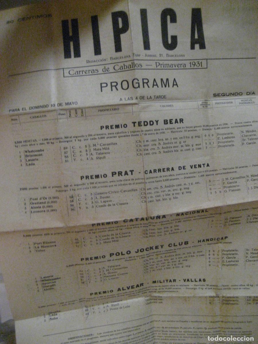 Coleccionismo deportivo: Programa H&iacute;pica Carreras de Caballos . a&ntilde;o 1931
