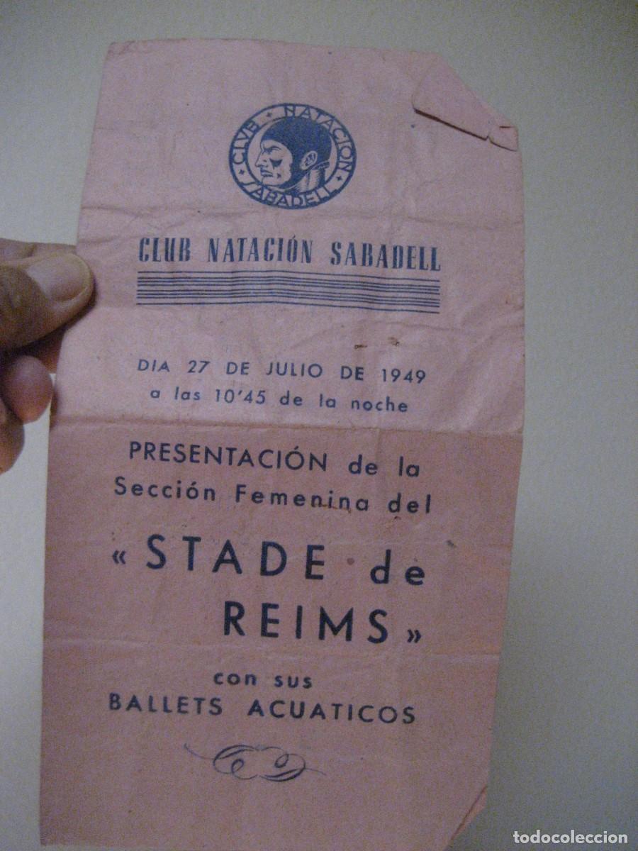Coleccionismo deportivo: Club Nataci&oacute;n Sabadell Presentaci&oacute;n secci&oacute;n ballet acuatico &rdquo; Stade de Reims &rdquo; 1949