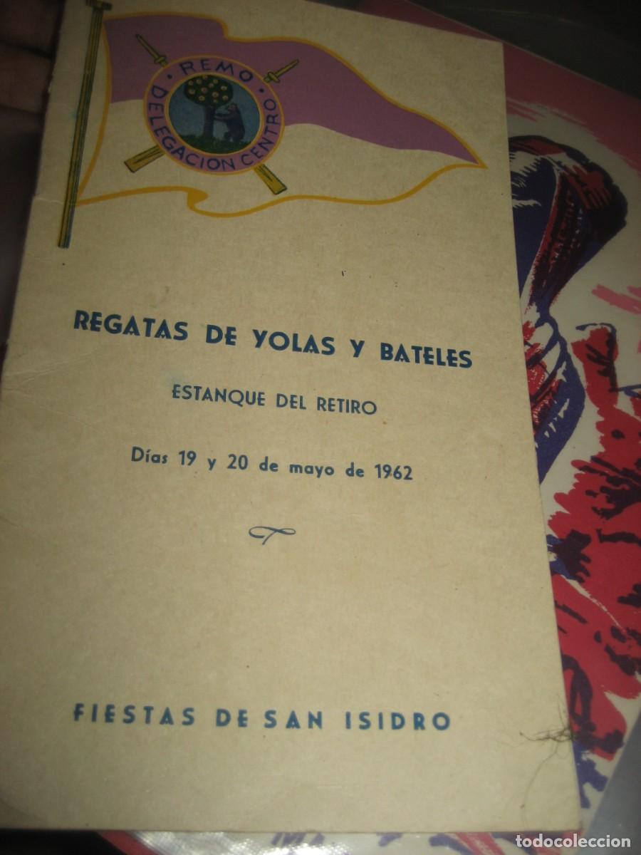 Coleccionismo deportivo: Programa Regatas de Yolas y bateles . Estanque del Retiro 1962 . Fiestas San Isidro Madrid