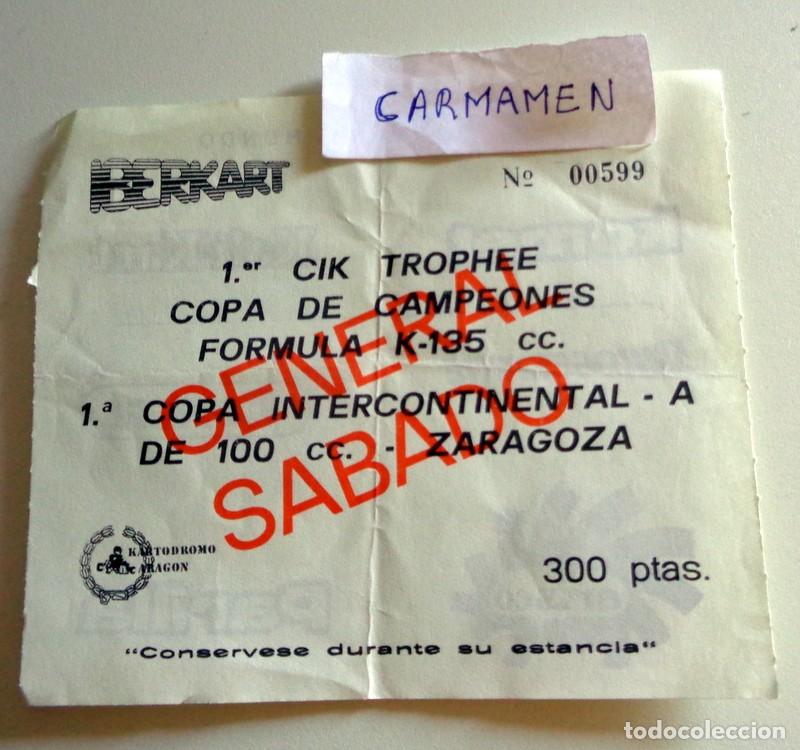 Coleccionismo deportivo: ENTRADA TICKET COPA DE CAMPEONES. FORMULA K-135 cc. KARTS KART COCHES. ANTIGUA. MUNDIAL