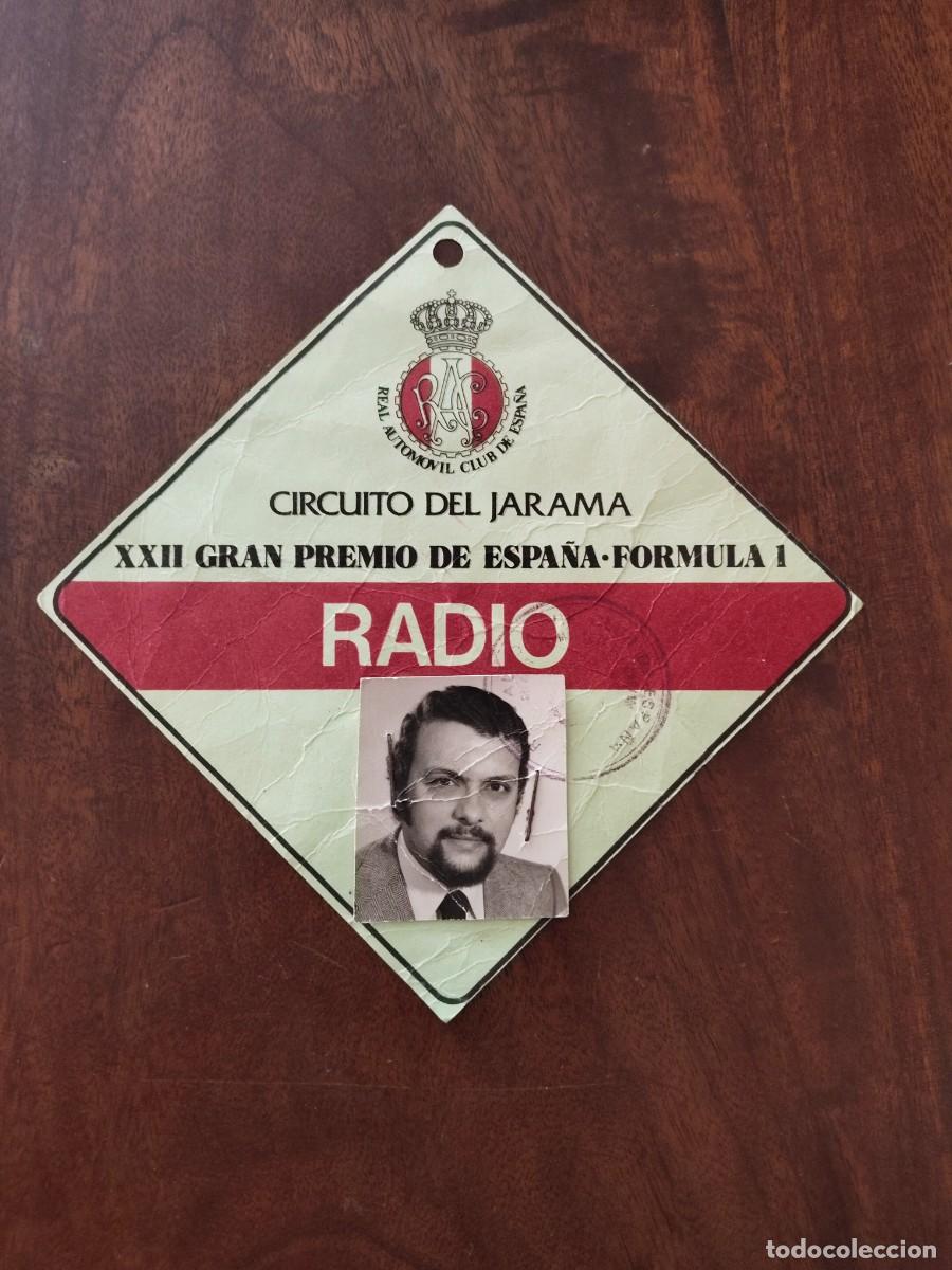 Coleccionismo deportivo: Credencial Reportero de Radio XXII Gran Premio de Espa&ntilde;a F&oacute;rmula 1. A&ntilde;o 1976. Circuito del Jarama.