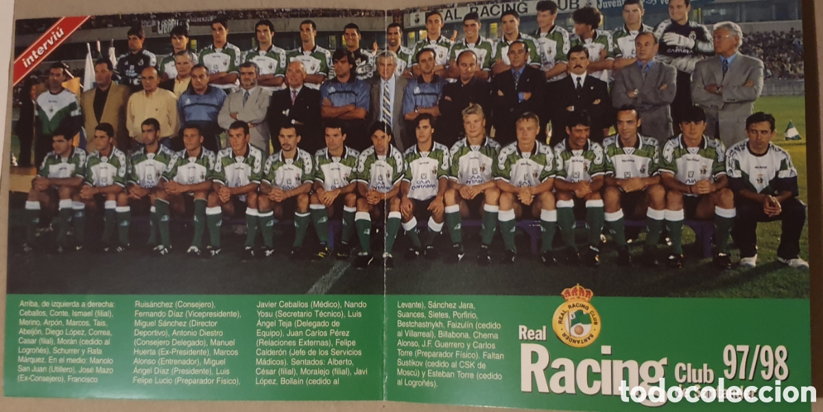 Coleccionismo deportivo: RACING SANTANDER FICHA DE LOS 20 CLUBES DE PRIMERA DIVISION 97-98 LIGA FUTBOL INTERVIU