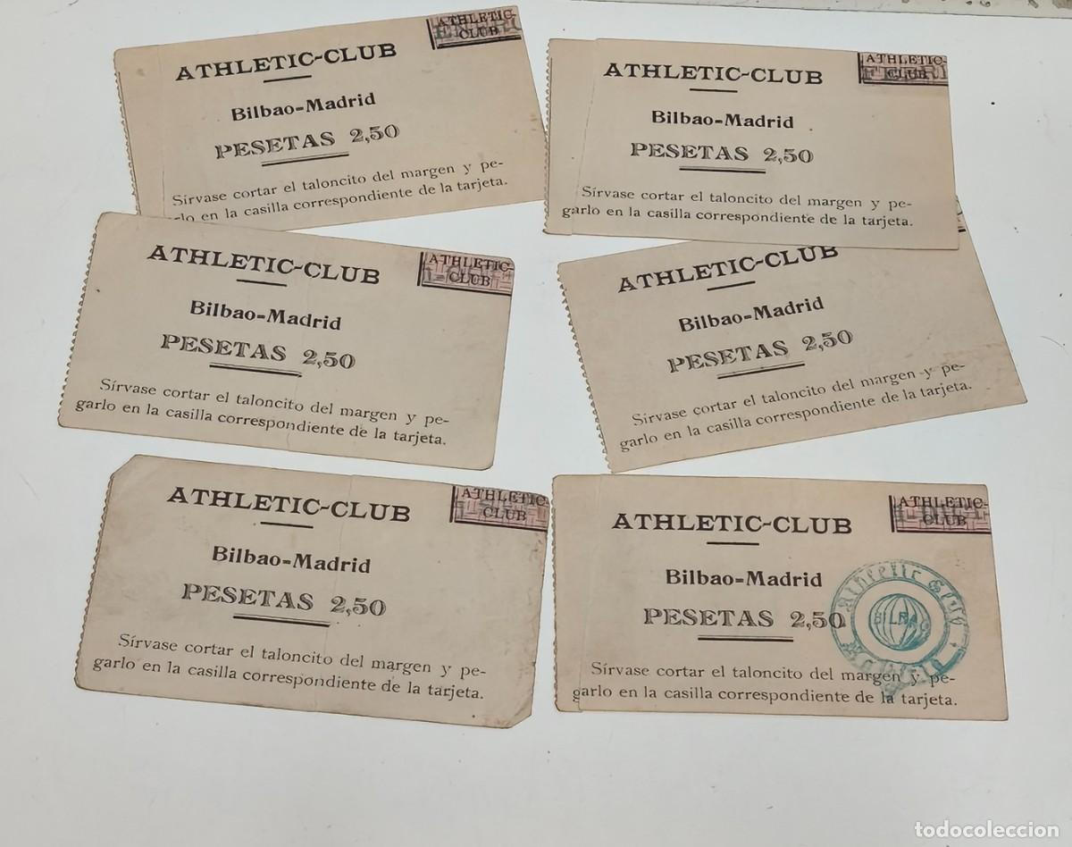 Coleccionismo deportivo: LOTE DE 6 RECIBOS HIST&Oacute;RICOS DEL ATHLETIC CLUB. BILBAO-MADRID. &Eacute;POCA FUNDACIONAL. ANTIGUO CUP&Oacute;N